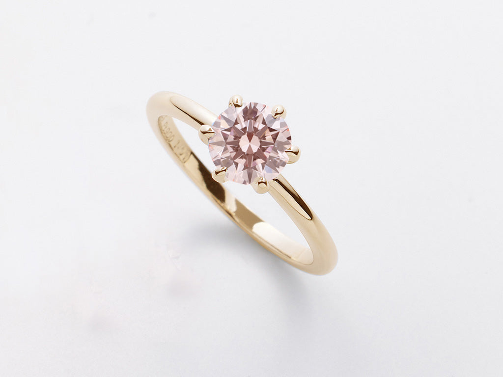 ピンクダイヤモンドシャンパンゴールドリング